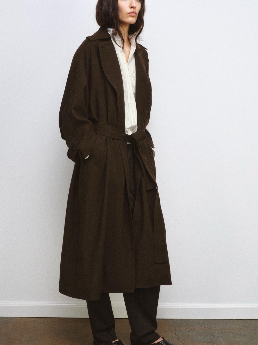 ZARA BNWT FLOWY WOOL TRENCH COAT LIMITED EDITION COLLECTION. KHAKI 2041/880/121